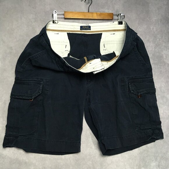 Polo Ralph Lauren Mens Cargo Shorts size 42 Dark Blue Cotton Pockets Casual - Picture 6 of 14